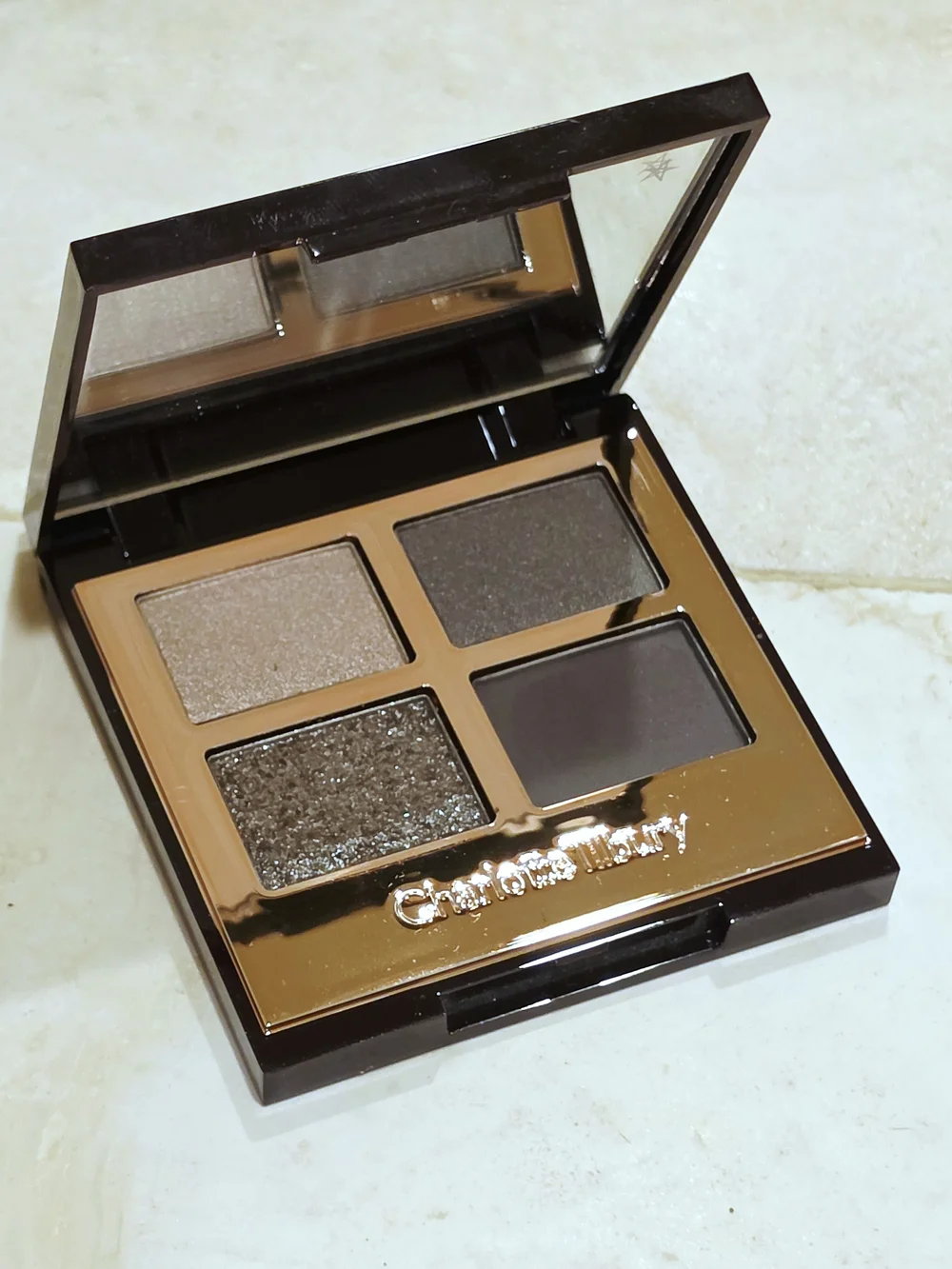 Charlotte Tilbury Quad Eyeshadow — Taupe, Charcoal, Shimmering Bronze